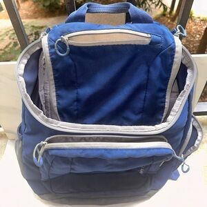 Bag/Backpack: Blue & grey athletic backpack used